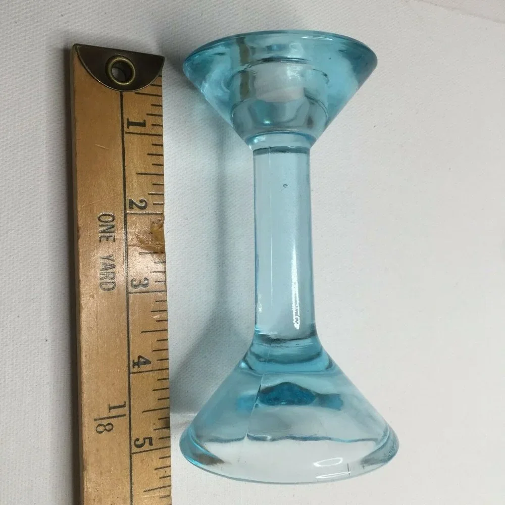 Ikea Blue Glass Candle Stick Holder Martini Glass Style Votive Decor 5